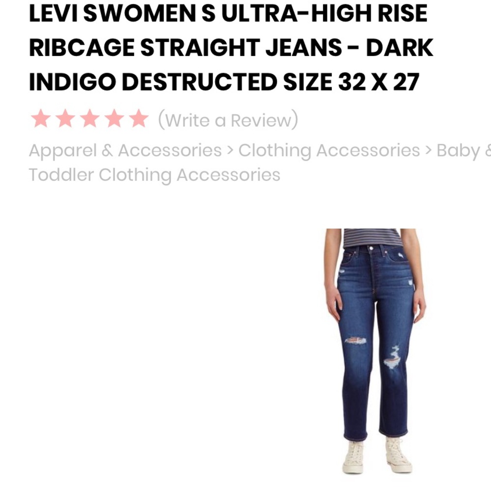 Levi's Women's Ultra-High Rise Ribcage Straight Jeans - Dark Indigo